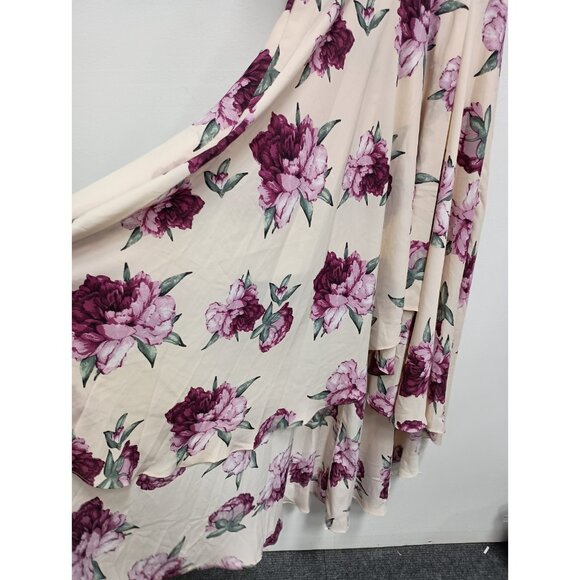 Lulus Womens Hi Low BOHO Maxi Dress Medium Blush Floral Flutter Sleeve Romantic - Picture 5 of 10